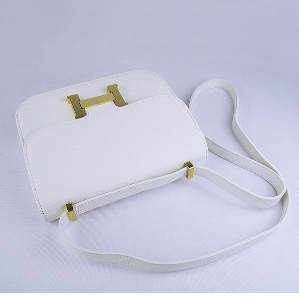 7A Hermes Oxhide Leather Message Bag White H017 - Click Image to Close